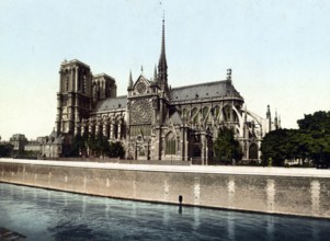 Church of Notre-Dame de Paris, Our Lady, Cathedral, Paris, France, 1890, Historic, digitally