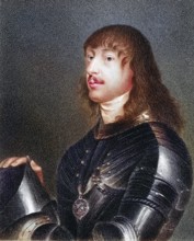 James Stanley 7th Earl of Derby, 1607-1651, alias Baron Strange, nicknamed Great Earl of Derby.