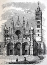 The Cathedral of Siena in Tuscany, Italy, in 1880, Historical, digital reproduction of an original