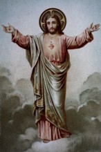 A small picture of a saint depicting Christ's promise to Blessed Margaret Mary, Germany, 1900,