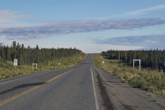 Endless road without traffic, forest, wilderness, Alaska Highway, Yukon Territory, Canada, North