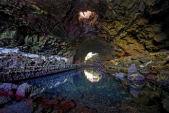 Lava tunnel, Jameos del Agua art and cultural site, designed by artist César Manrique, Lanzarote,