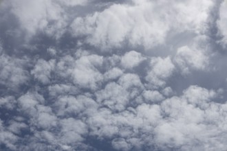 Cirrocumulus white clouds in a blue sky, England, United Kingdom, Europe