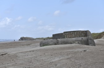 Bunker, Botonbunker of the Atlantic Wall in Denmark on the beach of Jutland