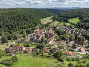 View of Bebenhausen with the monastery and castle, former Cistercian abbey, aerial view, district