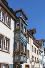 House facade, historic town house, town house with bay window in the historic old town of