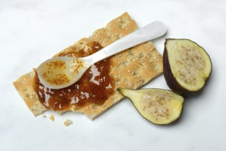 Fig jam on crispbread, Ficus carica