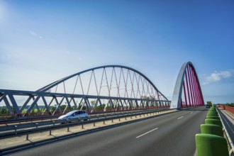 Elbe bridge near Luther city Wittenberg, Saxony-Anhalt, Germany, Europe