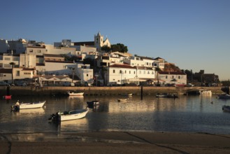 Ferragudo and Rio Arade Bay in the evening light, Algarve, Portugal, Europe