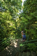 Photographing tourists, path in the rainforest to Cerro Tortuguero, Tortuguero National Park, Costa