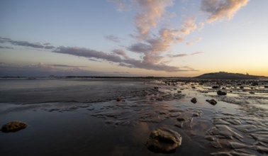 Evening mood, low tide on the beach, Marino Ballena National Park, Puntarenas Province, Osa, Costa