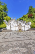 Monumental baroque stairway leading Bom Jesus do Monte church, Braga, Minho Province, Portugal,