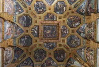 Coffered Quadrato ceiling, Te Palace - Palazzo del Te, Mantova - Mantua, Italy, Europe