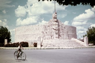 Boy riding a bicycle at the Monumento a la Patria, Monument to the Homeland, Paseo de Montejo,