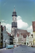 Historic buildings in the city of Landshut, Bavaria, Germany in 1970