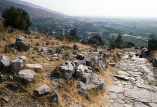 Archaeological excavation site ruins of the ancient Greek city of Priene, Turkey, 1997, Asia