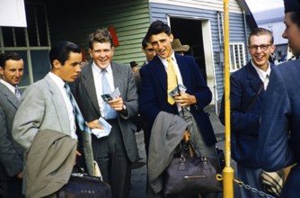 Expedition of the Melbourne Grammar School to Queensland, Australia, 1956 Boys at Brisbane Airport