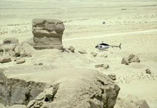 Oil industry in the desert of Dharhan, Saudi Arabia, helicopter Bell 206 JetRanger 1979, Asia