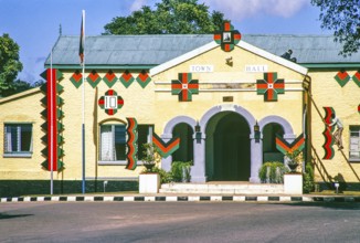 Old Town Hall, Victoria Hall, Blantyre, Malawi, Southern Africa, decorated in 1974 to celebrate 10