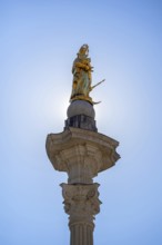 Marian column from the Marian fountain, built 1777-1780, Eichastätt, Upper Bavaria, Germany, Europe