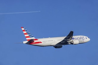 Aircraft climbing after take-off at Fraport Airport. Aircraft registration number: N791AN, Boeing