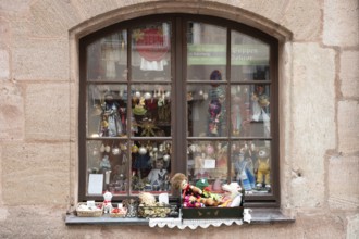 Shop window of a doll shop in the historic city centre, Nuremberg, Middle Franconia, Bavaria,