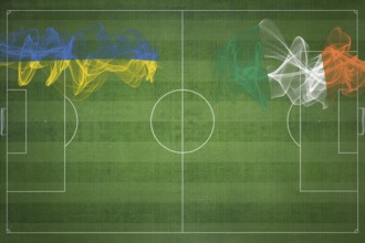 Ukraine vs Ireland Soccer Match, national colors, national flags, soccer field, football game,