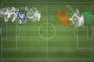 Israel vs Ivory Coast Soccer Match, national colors, national flags, soccer field, football game,