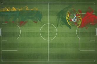 Lithuania vs Portugal Soccer Match, national colors, national flags, soccer field, football game,