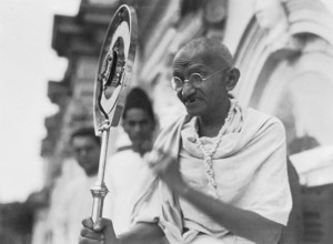 Mahatma Gandhi on the day of his departure to England at Azad Maidan, Mumbai, Maharashtra, India,