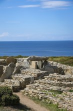 Plouhinec, Brittany, France - Dolmen tomb, dolmen of the Pointe du Souc'h at the information centre