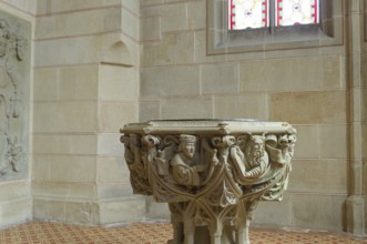 Baptismal font in the collegiate church of St Amandus, late Gothic, Gothic, Reformation, church,