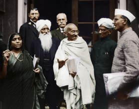 Mahatma Gandhi leaving St James Palace, London, England, October 1931