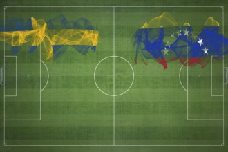 Sweden vs Venezuela Soccer Match, national colors, national flags, soccer field, football game,