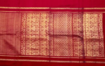 Kanchipuram silk sari with zari work, tamil nadu, india