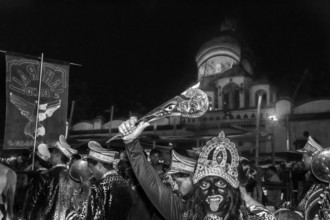 Woman as Kalimata fancy dress, Kolkata, West Bengal, India, Asia