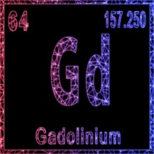 Gadolinium chemical element, Sign with atomic number and atomic weight