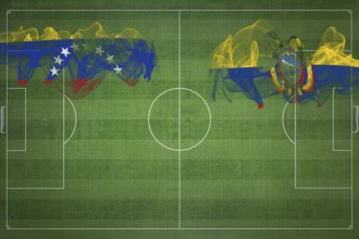 Venezuela vs Ecuador Soccer Match, national colors, national flags, soccer field, football game,