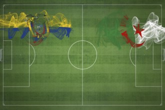 Ecuador vs Algeria Soccer Match, national colors, national flags, soccer field, football game,