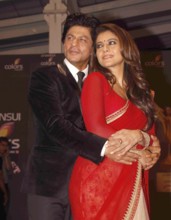 Bollywood actors Shah Rukh Khan and Kajol during Sansui Colors Stardust Awards in Mumbai, India,