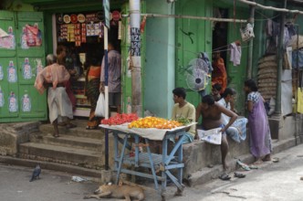 Flower vendor in Kolkata, West Bengal, India, Asia