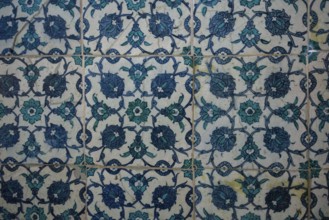 Ottoman style handmade turkish tiles with floral patterns in view