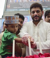 All India Majlis-e-Ittehadul Muslimeen (AIMIM) workers pay candle light tribute to slain Indian