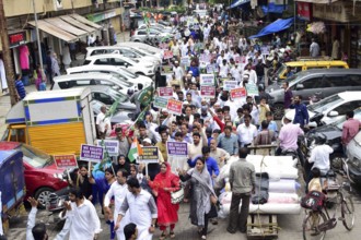 All India Majlis-e-Ittehadul Muslimeen (AIMIM) workers take a part in rally to pay tribute to slain