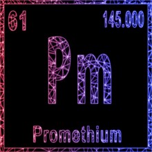 Promethium chemical element, Sign with atomic number and atomic weight