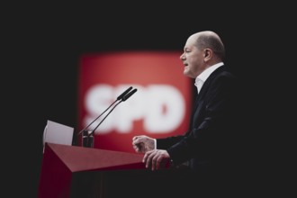 Olaf Scholz (SPD), Bundeskanzler, aufgenommen im Rahmen des Bundesparteitags der