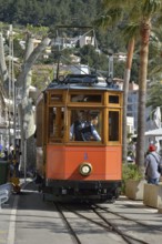 Historic tramway in Puerto de Sóller, Majorca, Balearic Islands, Spain, Europe