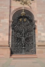 Ornate iron church door, arts and crafts, metal, Jesuit Church, Mannheim, Hesse, Germany, Europe