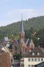 Neo-Gothic St. John's Church in Miltenberg, Main, Lower Franconia, Franconia, Spessart, Bavaria,