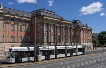 Tramway in front of the Potsdam parliament building, Potsdam, Brandenburg, Germany, Europe